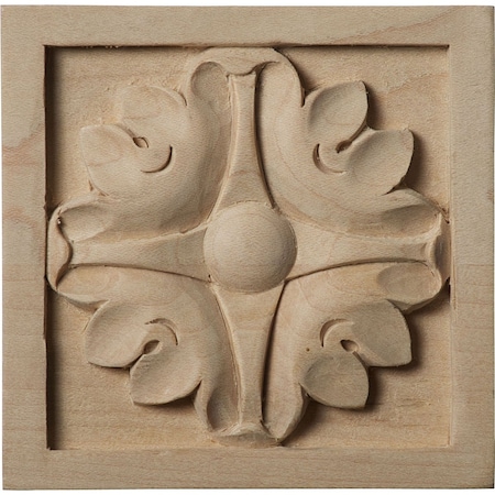 Ekena Millwork 3 1/2"W x 3 1/2"H x 3/4"P Medium Edinburgh Square Rosette, Alder ROS03X03EDAL